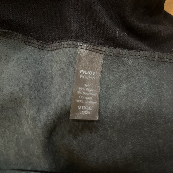 Women Michael Stars Moto Jacket Sweater Black Leather Mix Size M Goth Modern - Picture 10 of 11